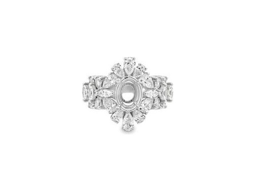 18K White Gold Ring with Natural Pear-Shaped and Marquise Diamonds – Center Stone Customizable